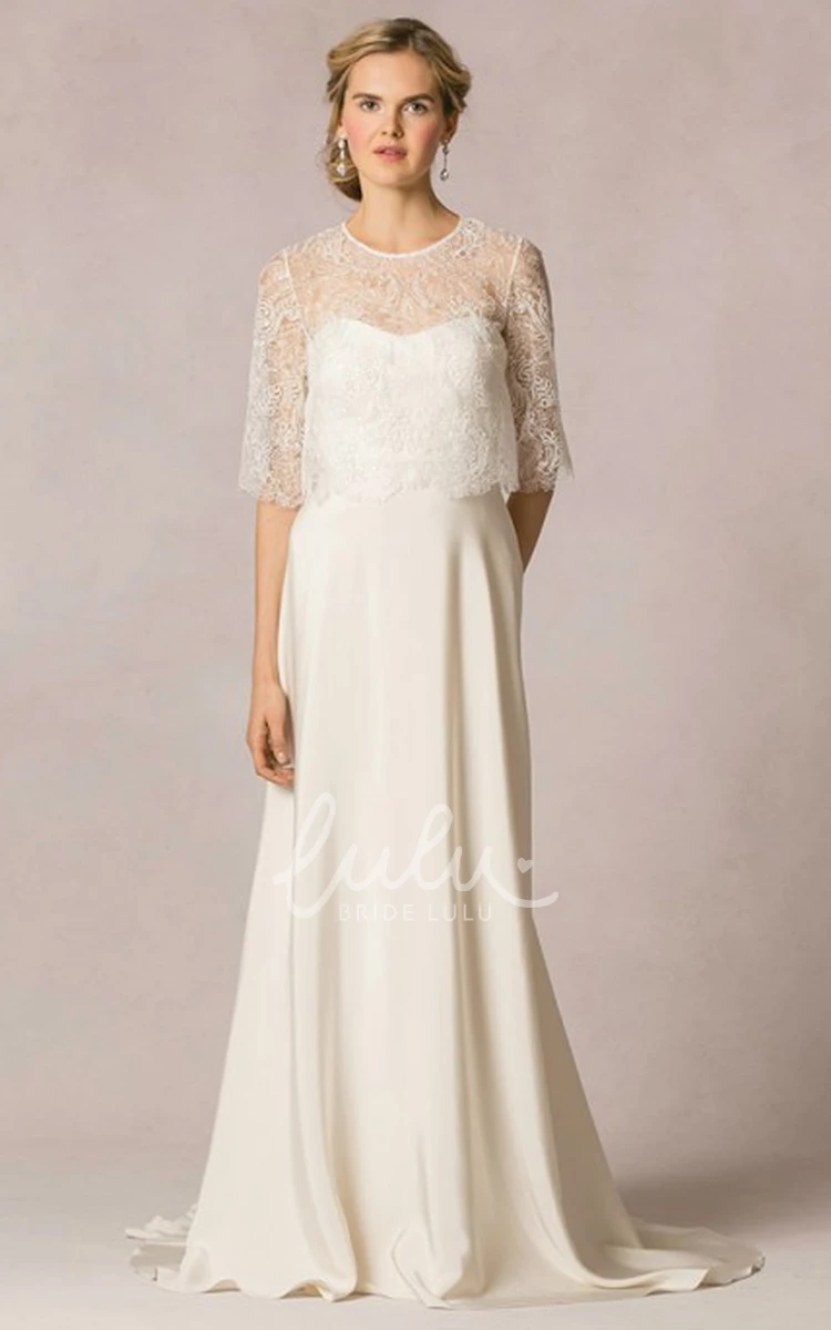 Satin Strapless Sheath Wedding Dress with Long Sleeves