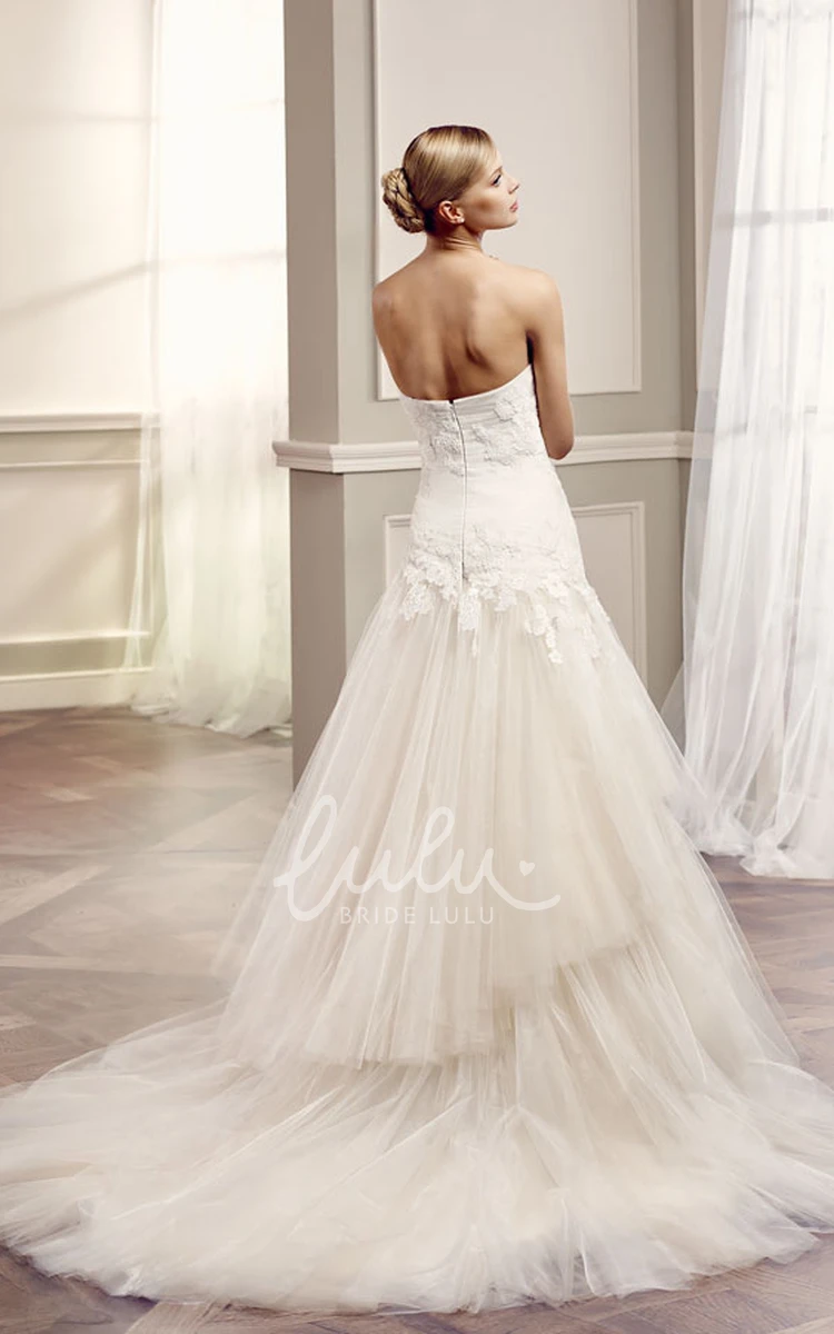 Tiered Tulle Wedding Dress with Appliques A-Line Sleeveless