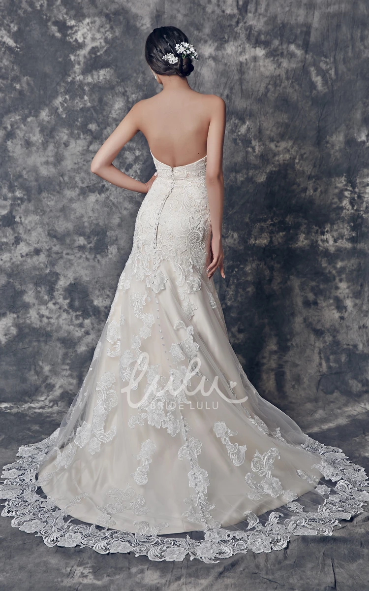 Fit and Flare Lace Wedding Dress with Sweetheart Neckline Elegant and Classy