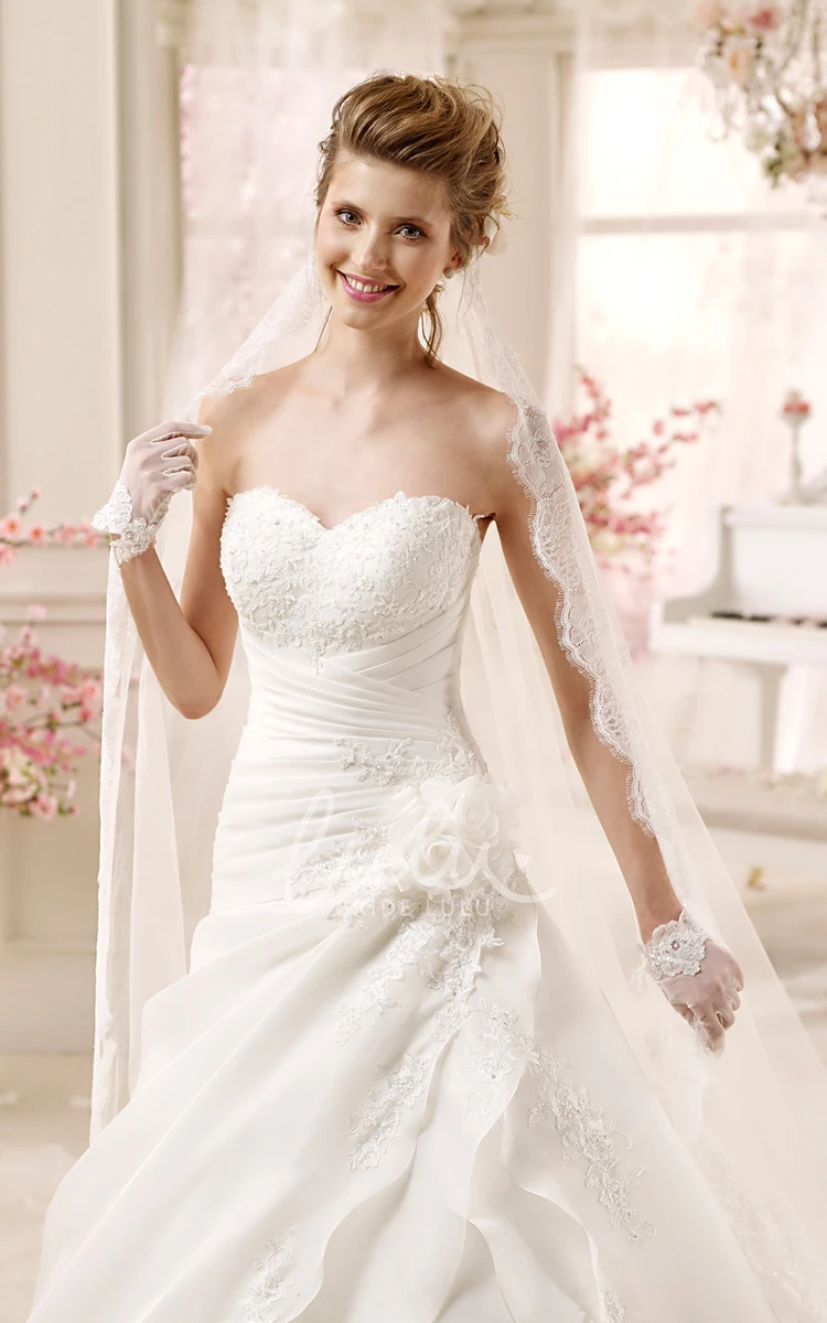 A-line Wedding Dress with Bandage Waist and Ruching Sweetheart Style