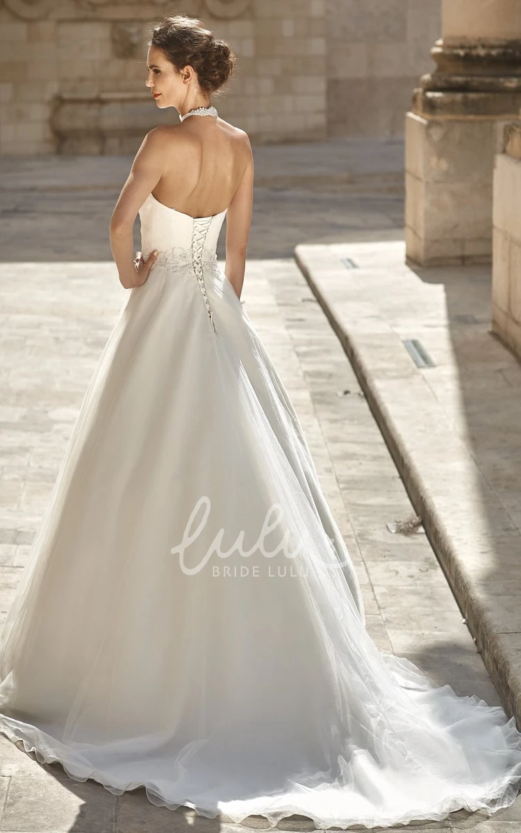 A-Line Tulle Sweetheart Sleeveless Jeweled Wedding Dress Modern Wedding Dress 2024