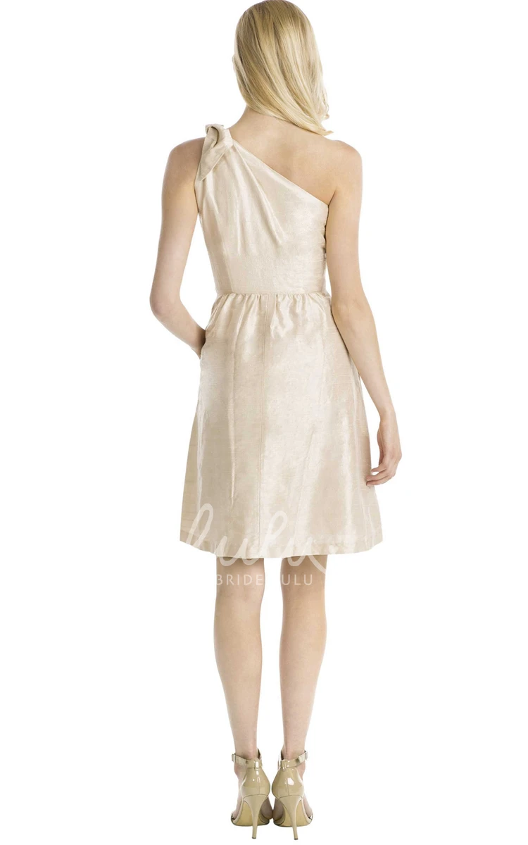 One-Shoulder Taffeta Multi-Color Bridesmaid Dress Mini Length