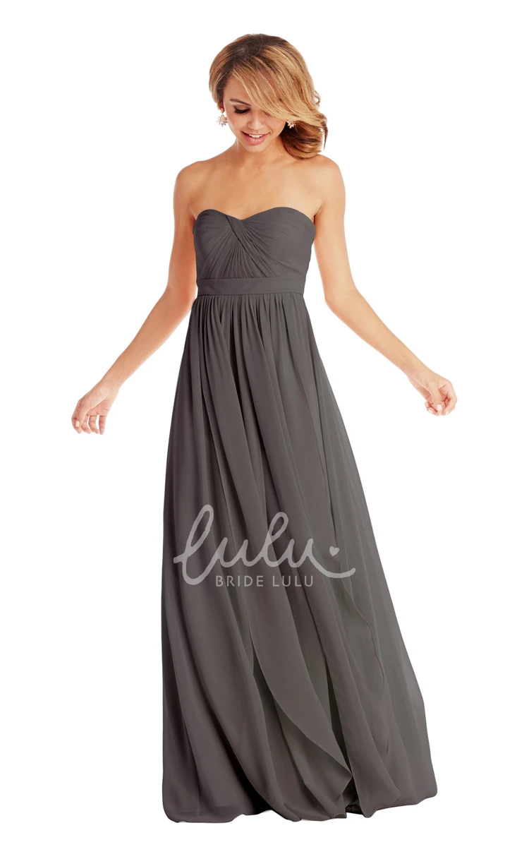 Sleeveless Sweetheart Ruched Chiffon Multi-Color Bridesmaid Dress with Pleats and Convertible Style