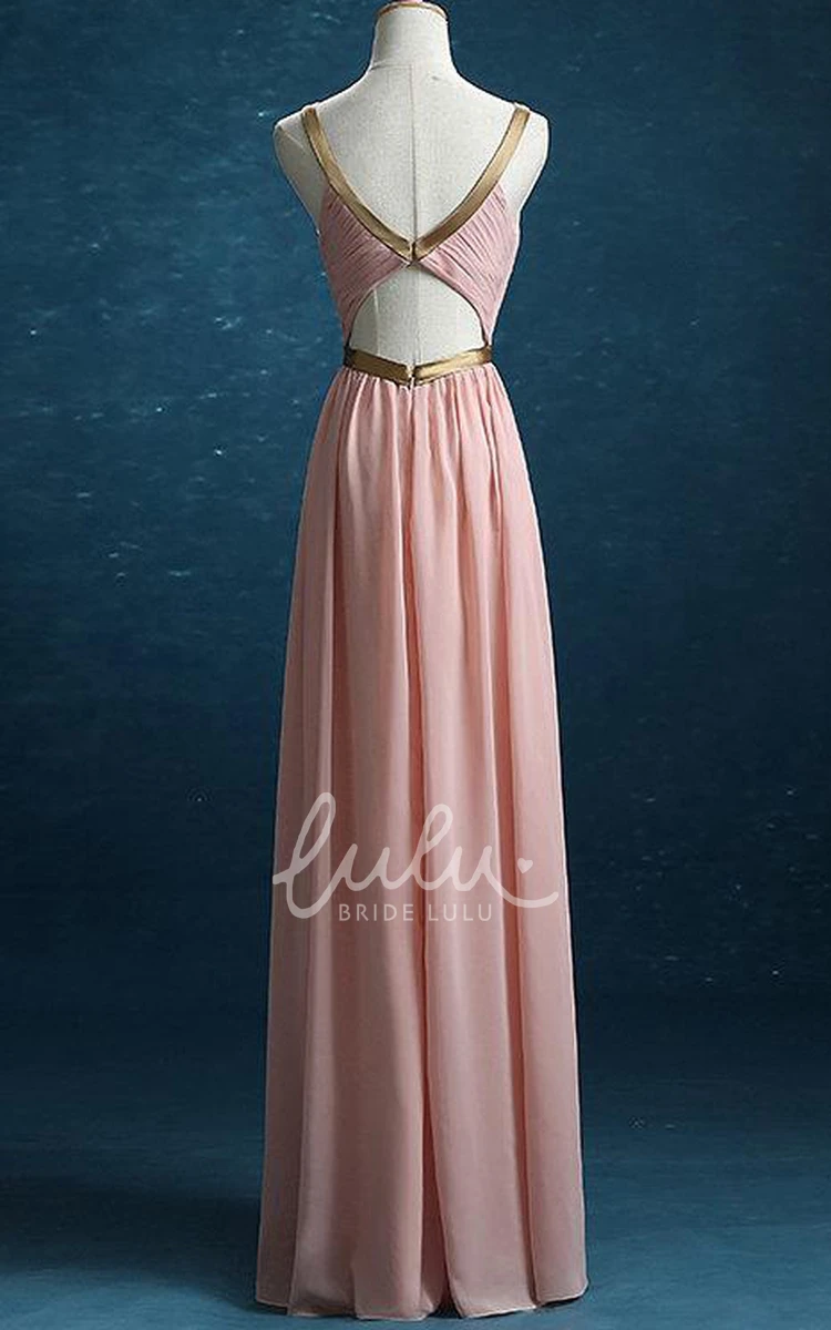 Elegant Floor-length Chiffon and Satin Bridesmaid Dress