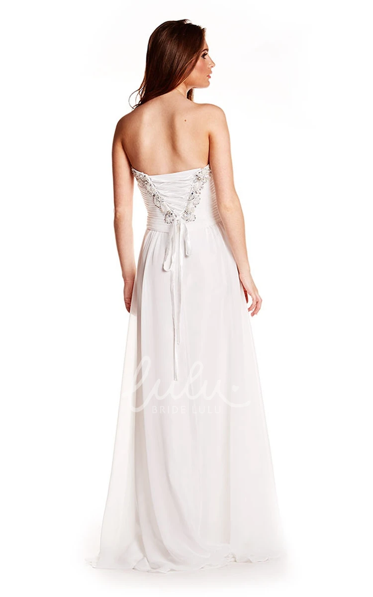 Sweetheart Ruched Chiffon Prom Dress with Beading and Bow Sleeveless Classy Dress