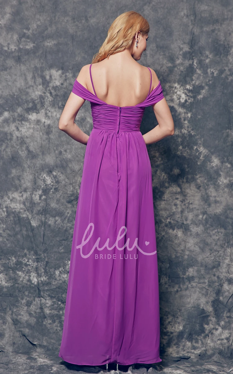 Ruched A-line Chiffon Bridesmaid Dress with Spaghetti Straps Flowy & Classy