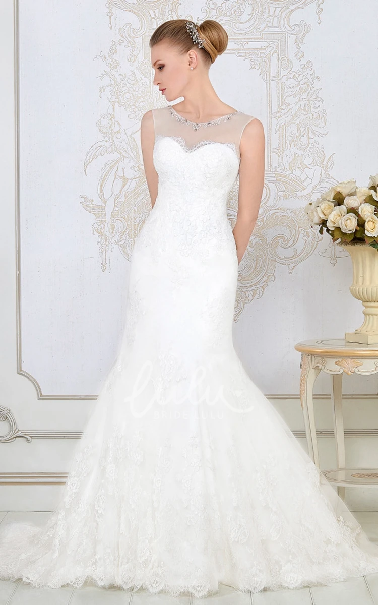 Lace Mermaid Wedding Dress with Scoop Neckline