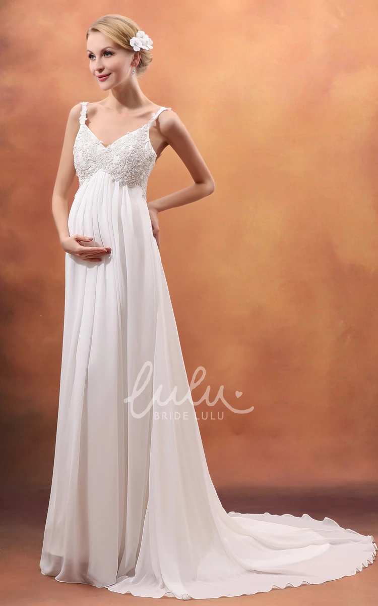 Spaghetti Straps Empire Maternity Wedding Dress