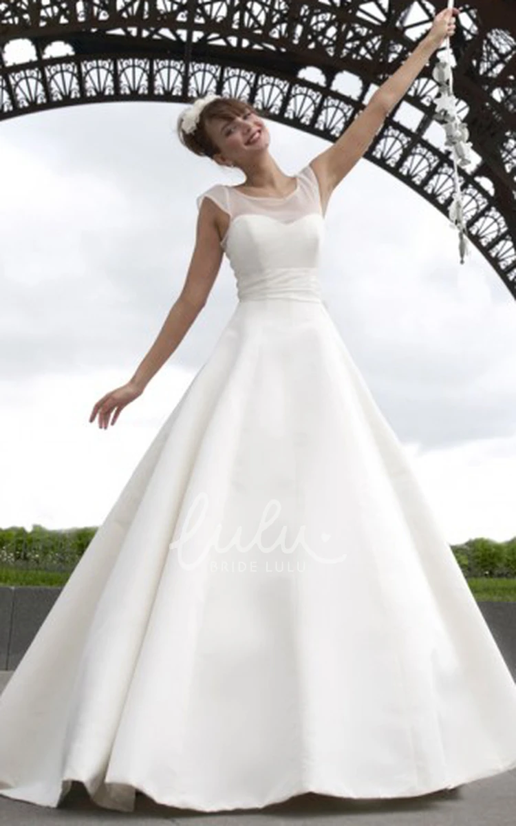 Satin V-Back Maxi Wedding Dress with Bow Detail