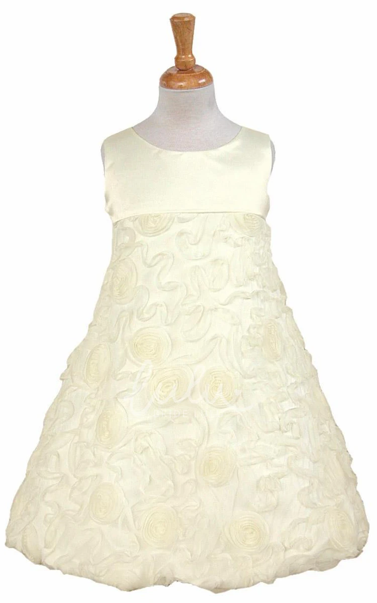 Sleeveless Satin Bowed Tea-Length Flower Girl Dress