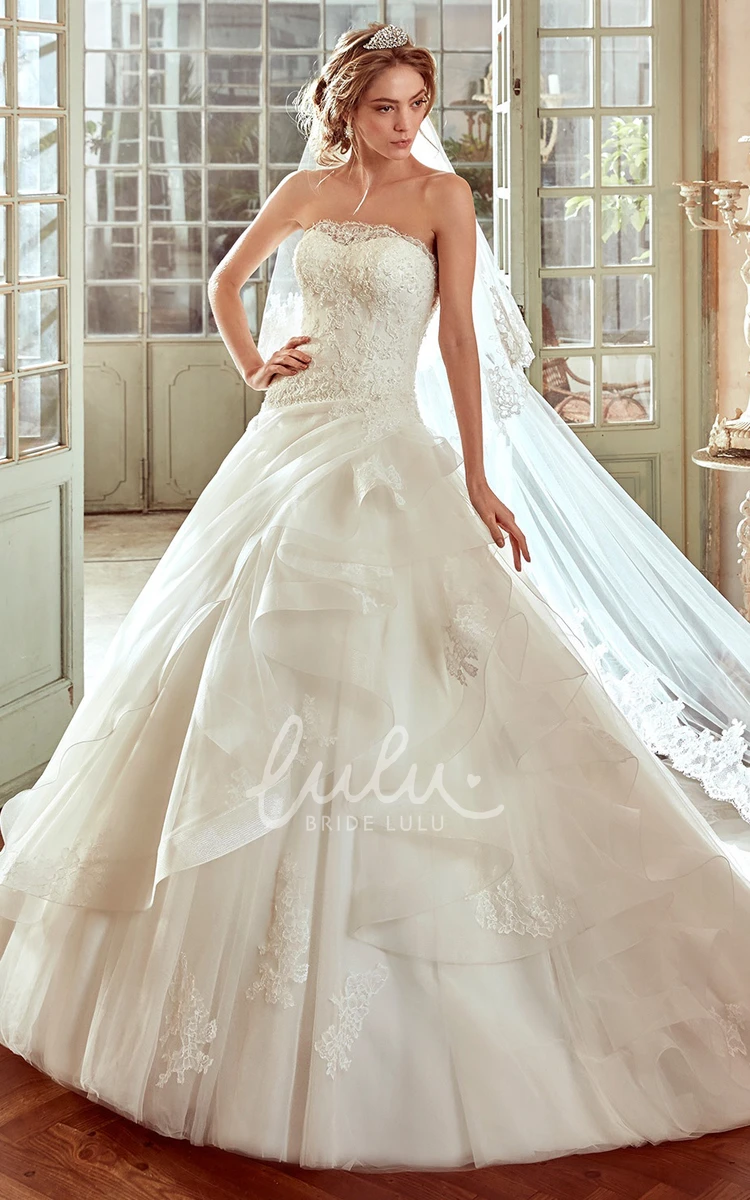 A-line Strapless Wedding Dress with Draped Skirt Beautiful Bridal Gown