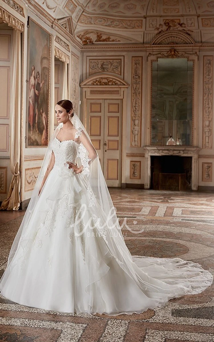 Tulle and Lace Sweetheart Ball Gown Wedding Dress with Draping