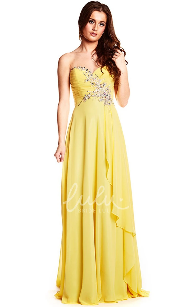 Sweetheart Beaded Chiffon Maxi Prom Dress with Sleeveless Design