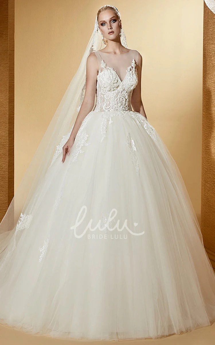 Cap Sleeve Illusion Wedding Dress with Lace Corset