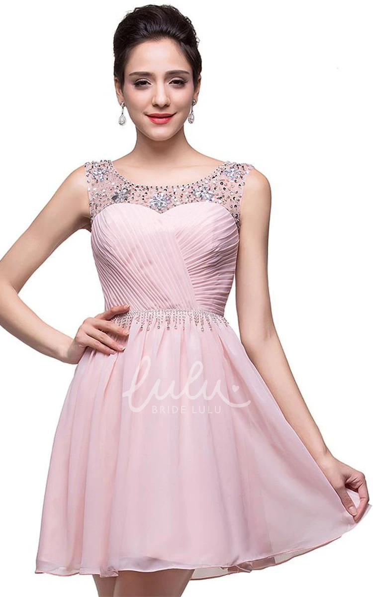 Sleeveless Crystal Chiffon Homecoming Dress Elegant & Short