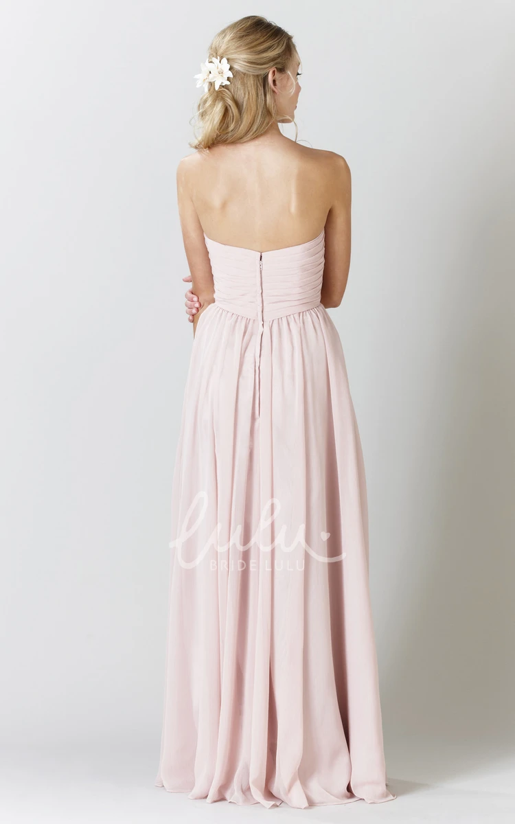 Criss-Cross Chiffon Bridesmaid Dress with Pleats and V-Back Sweetheart Maxi