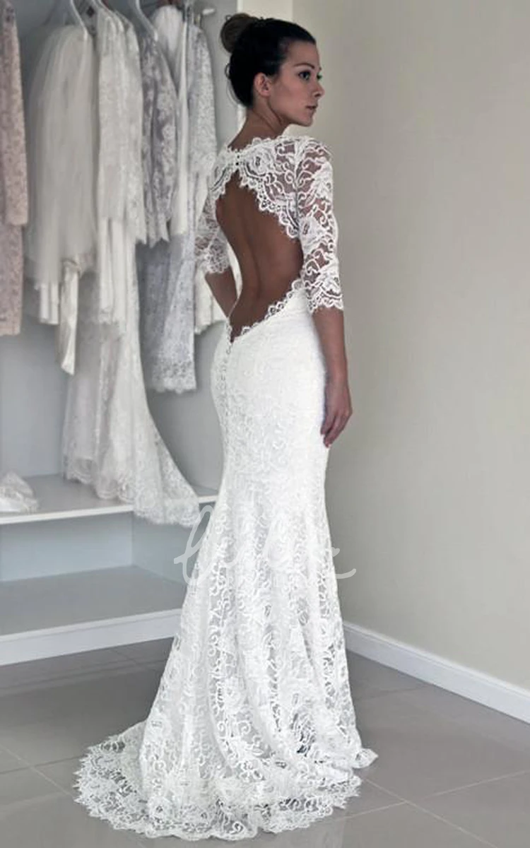 Scoop Mermaid Lace Keyhole Wedding Dress