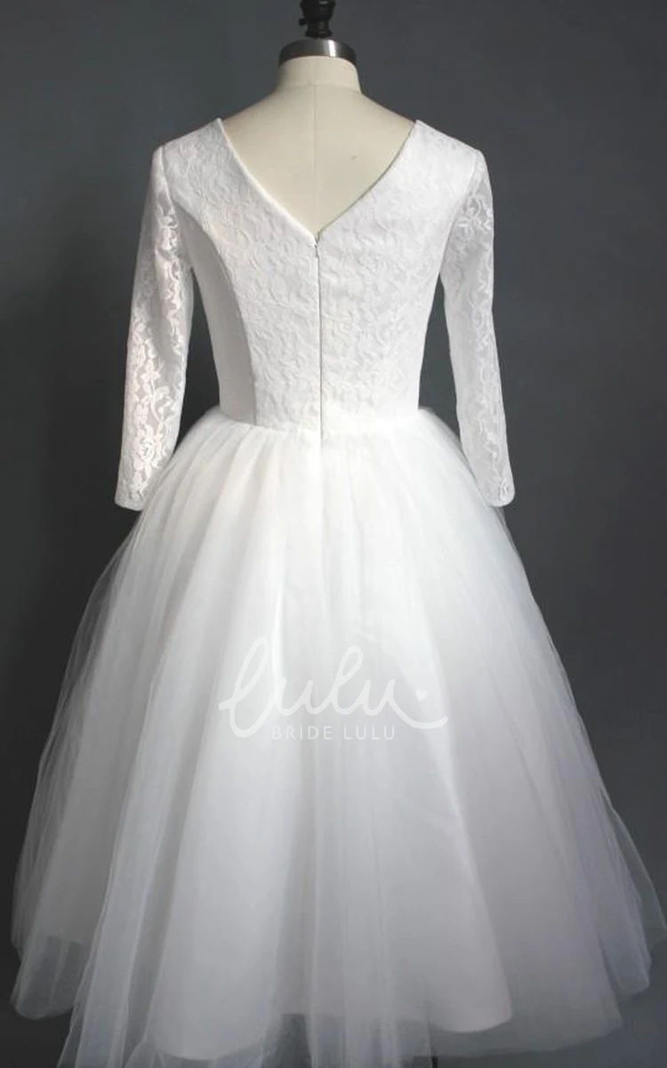 Lace A-Line Wedding Dress with V-Neck and Zipper Closure