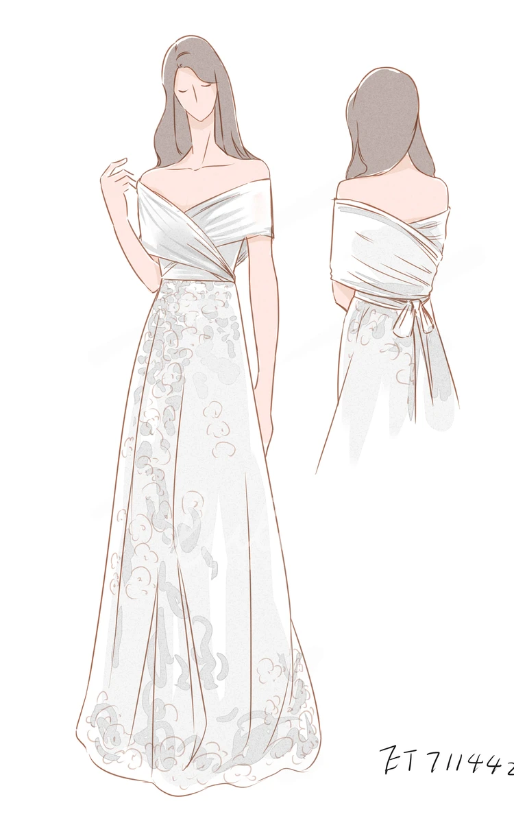 Wrapped Bodice A-Line Lace Wedding Dress Long