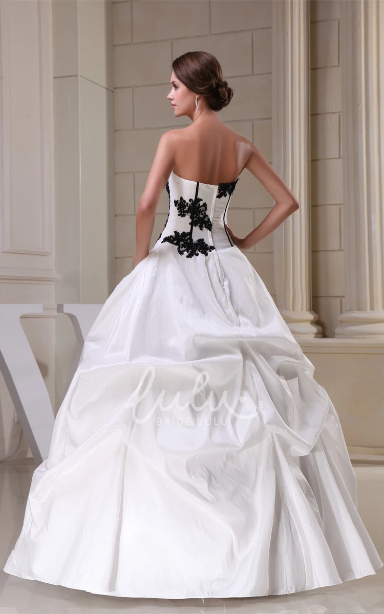 Strapless Ball Gown Wedding Dress with Ruffled Lace Appliques