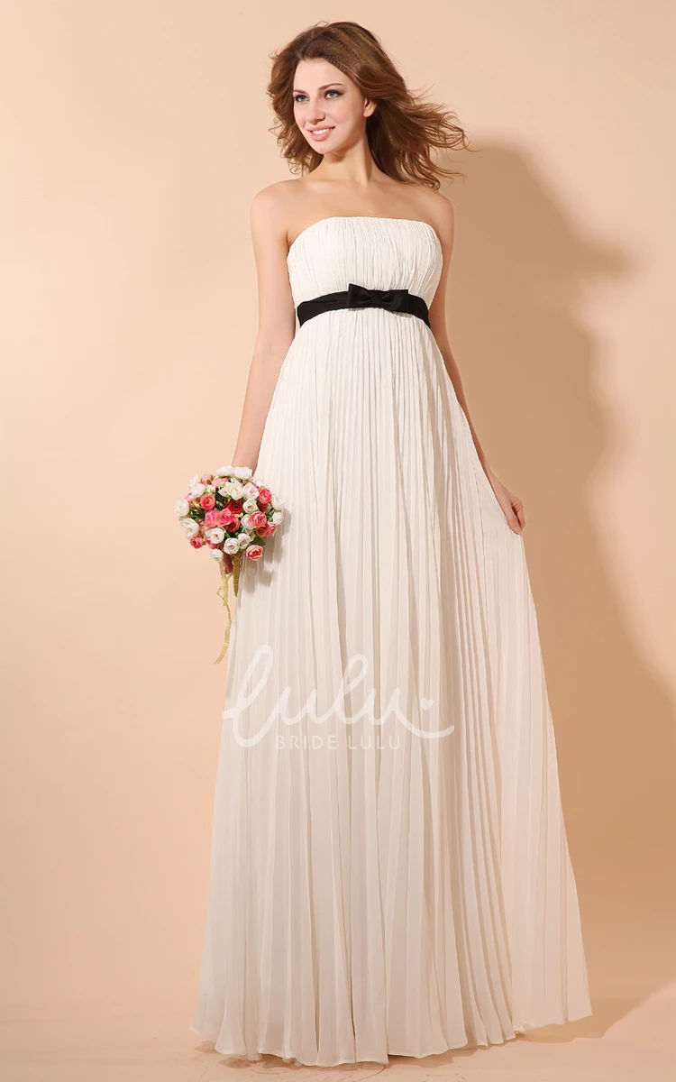 Chiffon Empire Dress with Draping and Satin Sash Classy Bridesmaid Dress