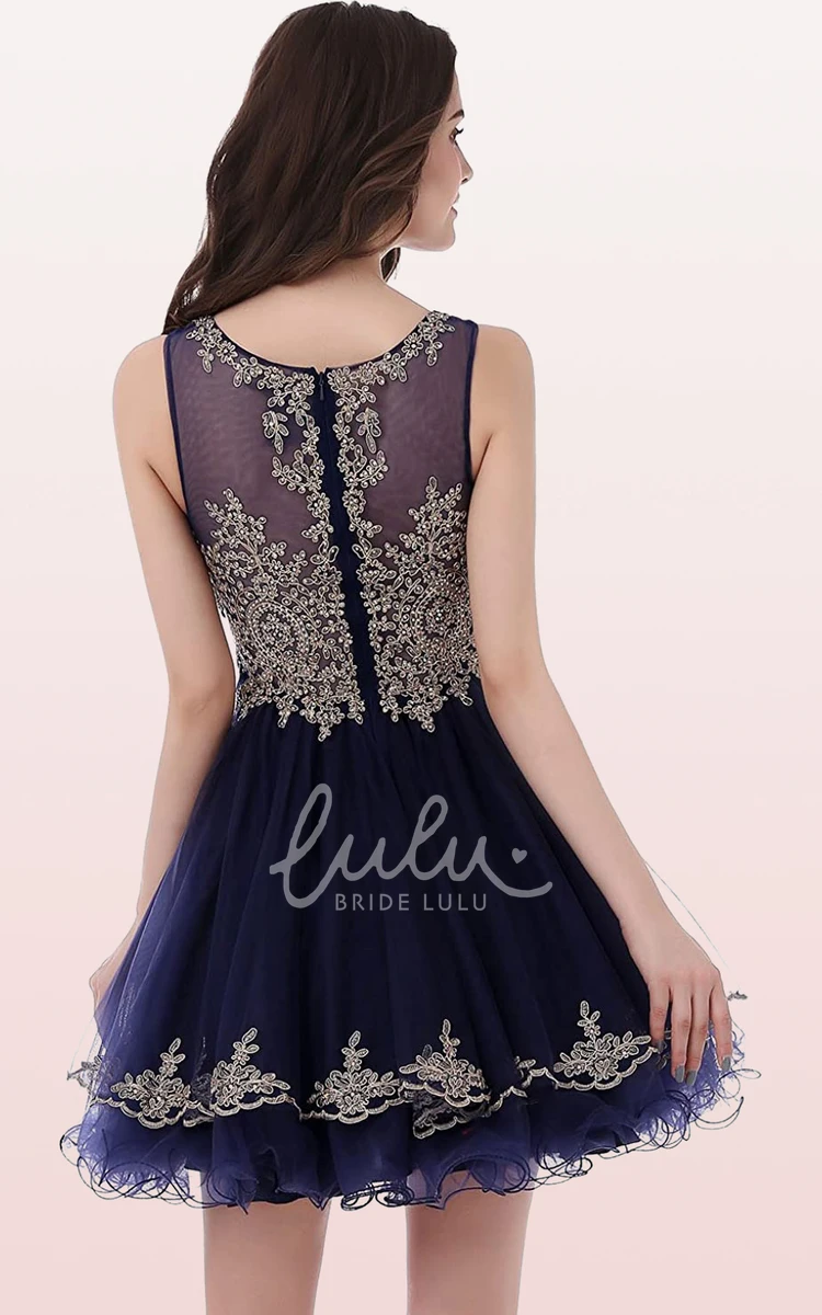 Sleeveless Tulle A-Line Homecoming Dress with Embroidery Romantic and Dreamy