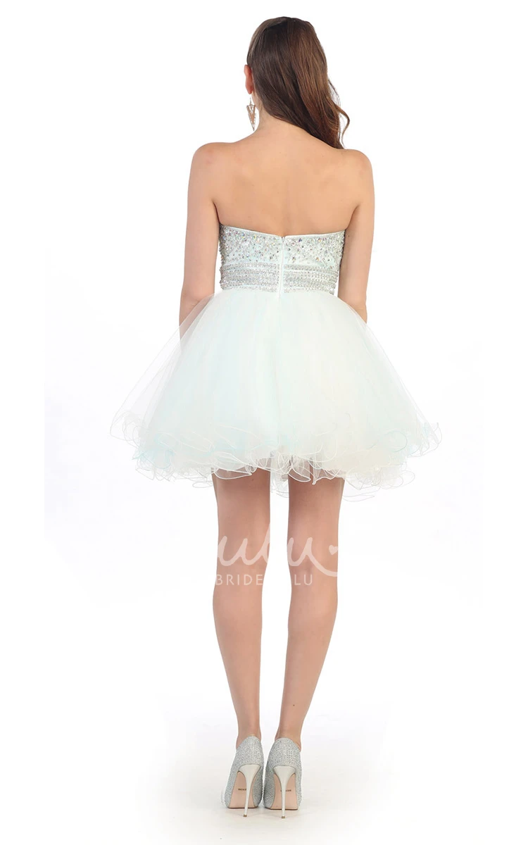 Sleeveless Tulle A-Line Cocktail Dress with Ruffles and Beading