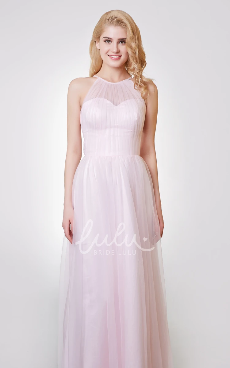 Pleated Tulle Prom Dress with A-line Silhouette