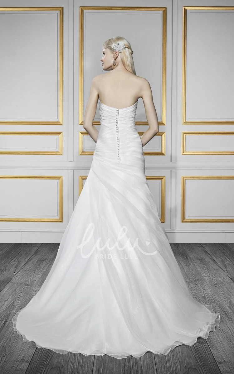 Organza Sweetheart A-Line Wedding Dress with Side Draping Elegant Bridal Gown