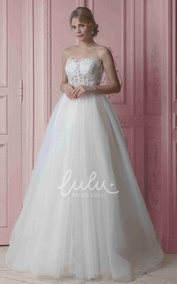 Embroidered A-Line Sweetheart Tulle Wedding Dress with Beading Elegant Bridal Gown