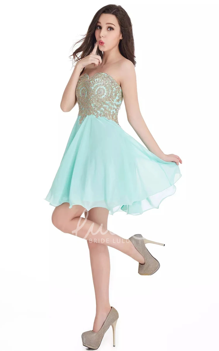 Sweetheart A-line Mini Dress with Beading and Lace Homecoming Dress