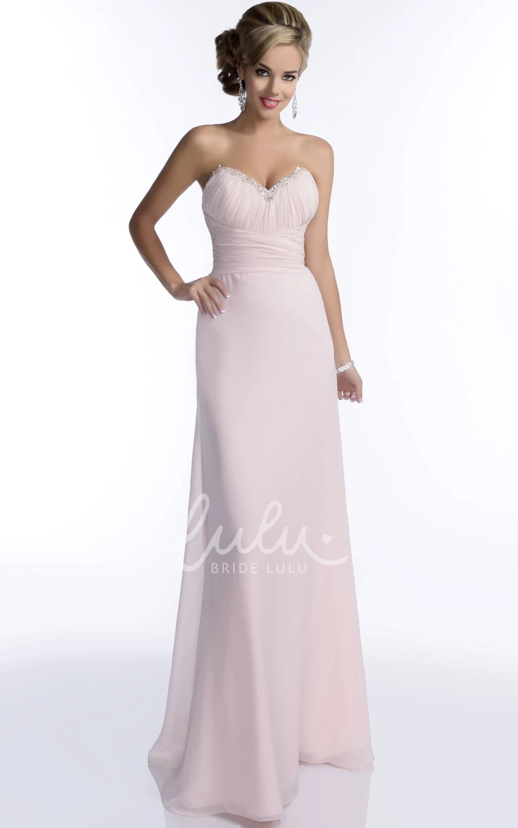 Sweetheart Bridesmaid Dress with Ruching and Jeweled Trim A-Line Chiffon