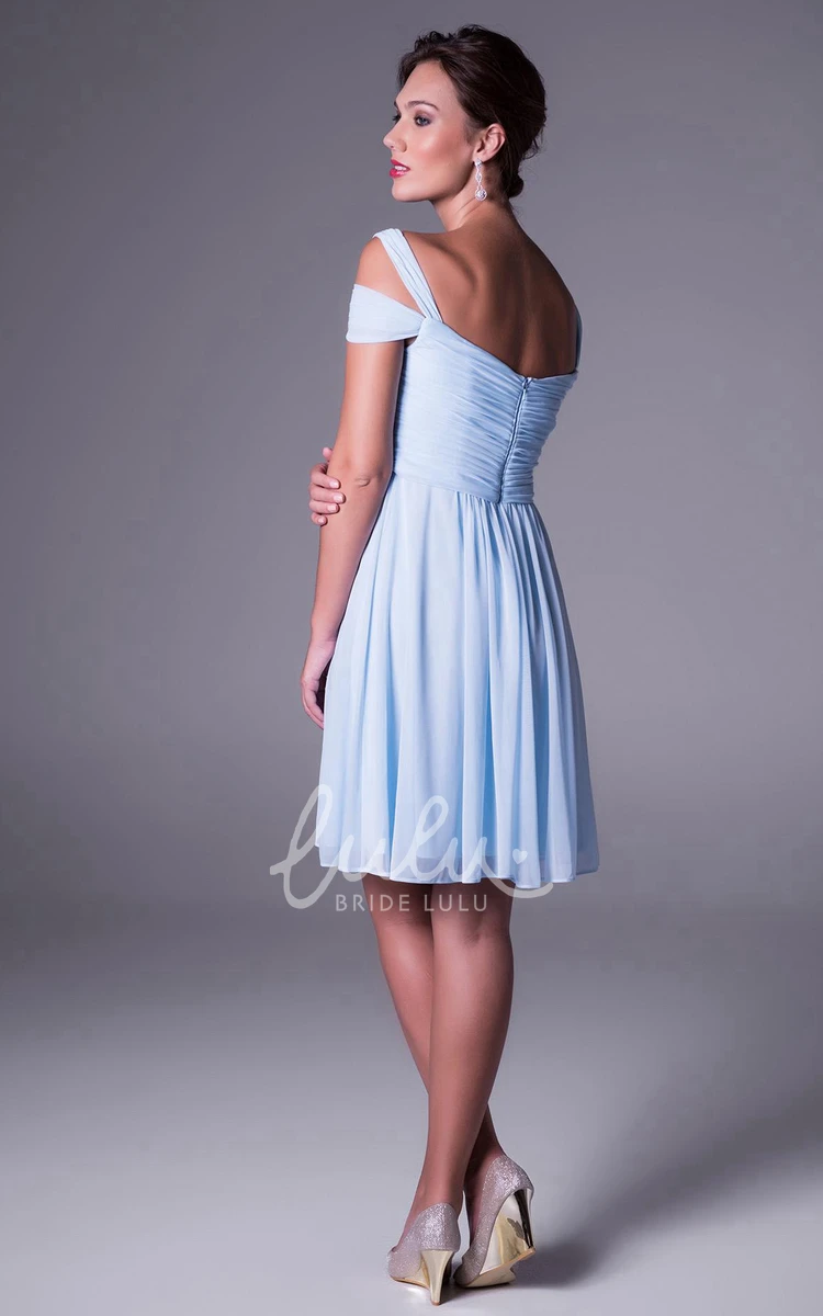 V-Back Short Chiffon Bridesmaid Dress with Criss Cross