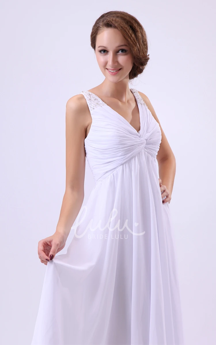 Maternity Wedding Dress with V-Neck and Ruching Short Empire Style