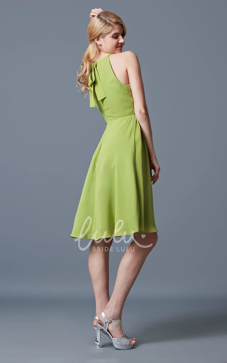 Sleeveless A-line Chiffon Bridesmaid Dress with Halter Neck and Empire Waist