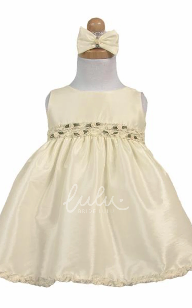 Ruffled Taffeta Flower Girl Dress Tea-Length Tiered Flowy Modern