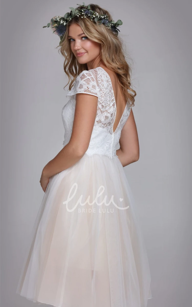 Lace and Tulle A Line Wedding Dress with Removable Bodice Casual and Versatile
