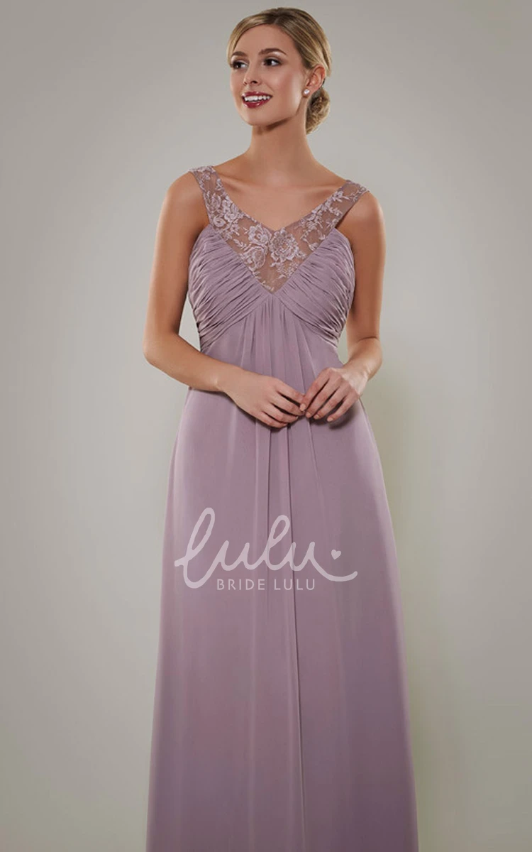 Ruched Sleeveless Chiffon Bridesmaid Dress V-Neck Empire Cut