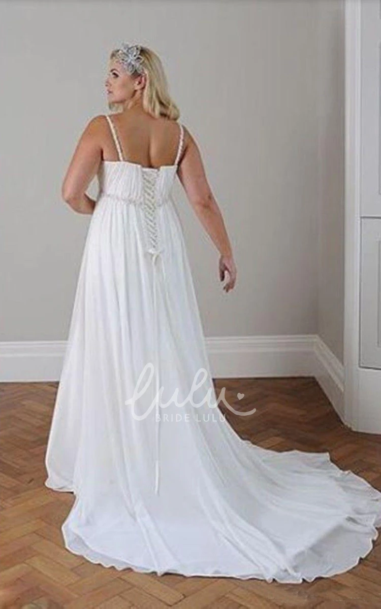 Chiffon Lace-up Corset Back Wedding Gown A Line Spaghetti Beach Dress
