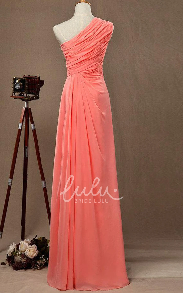 Sleeveless Bridesmaid Dress with Ruched Bodice and One-Shoulder Design