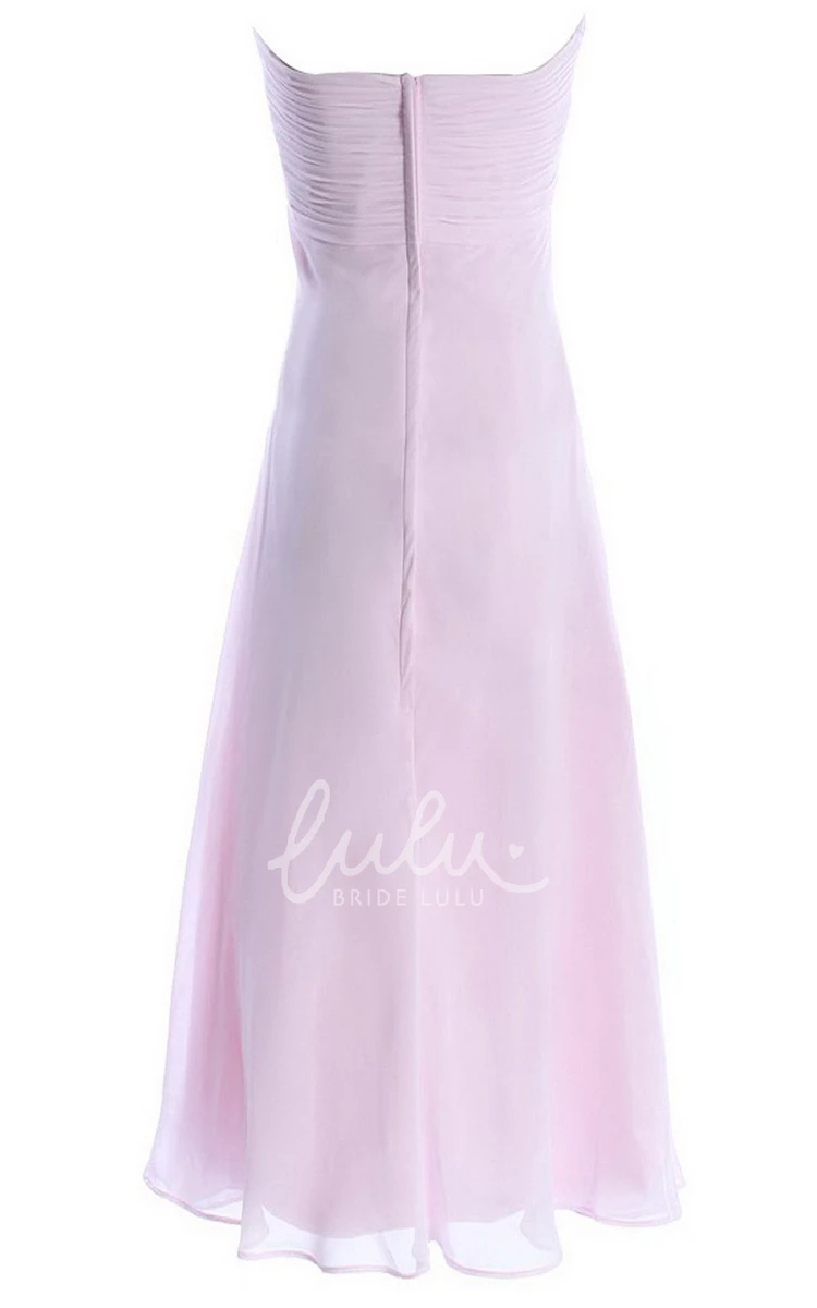 Tiered Chiffon Strapless Knee-length Formal Dress with Flower