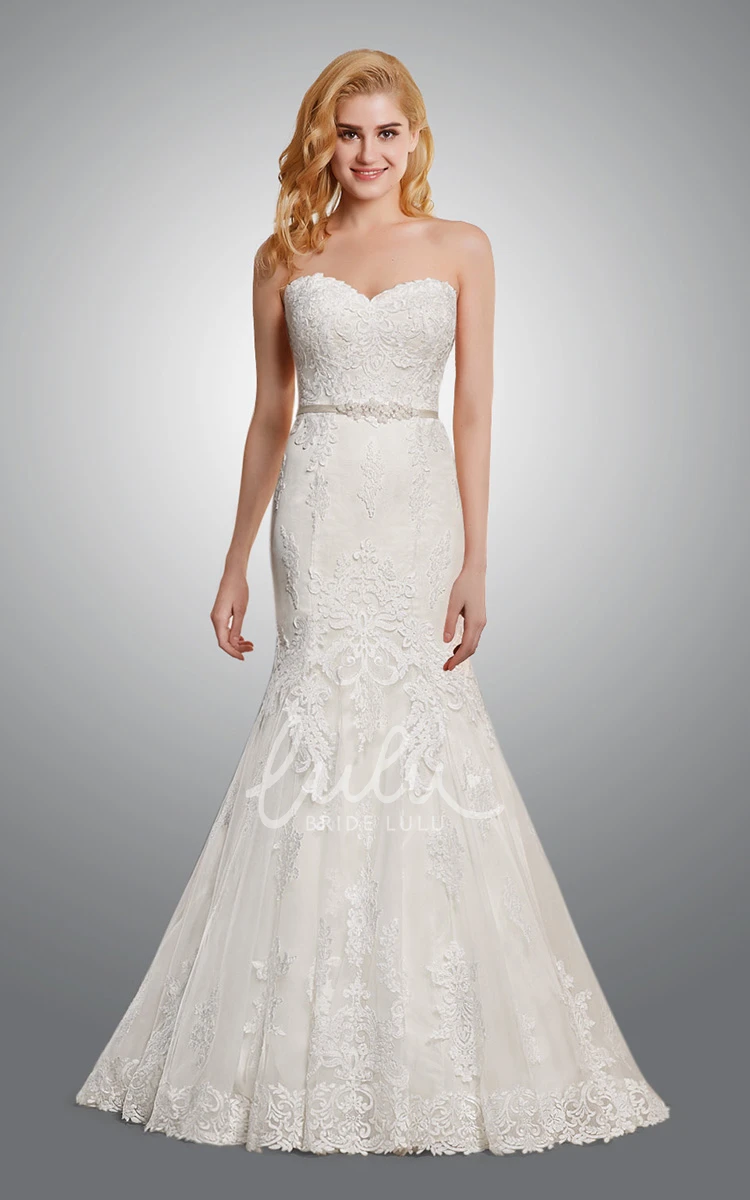 Lace Mermaid Wedding Dress with Beading Sweetheart Sleeveless