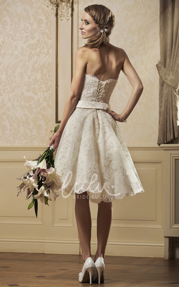 Sweetheart A-Line Lace Wedding Dress Sleeveless Short Mini
