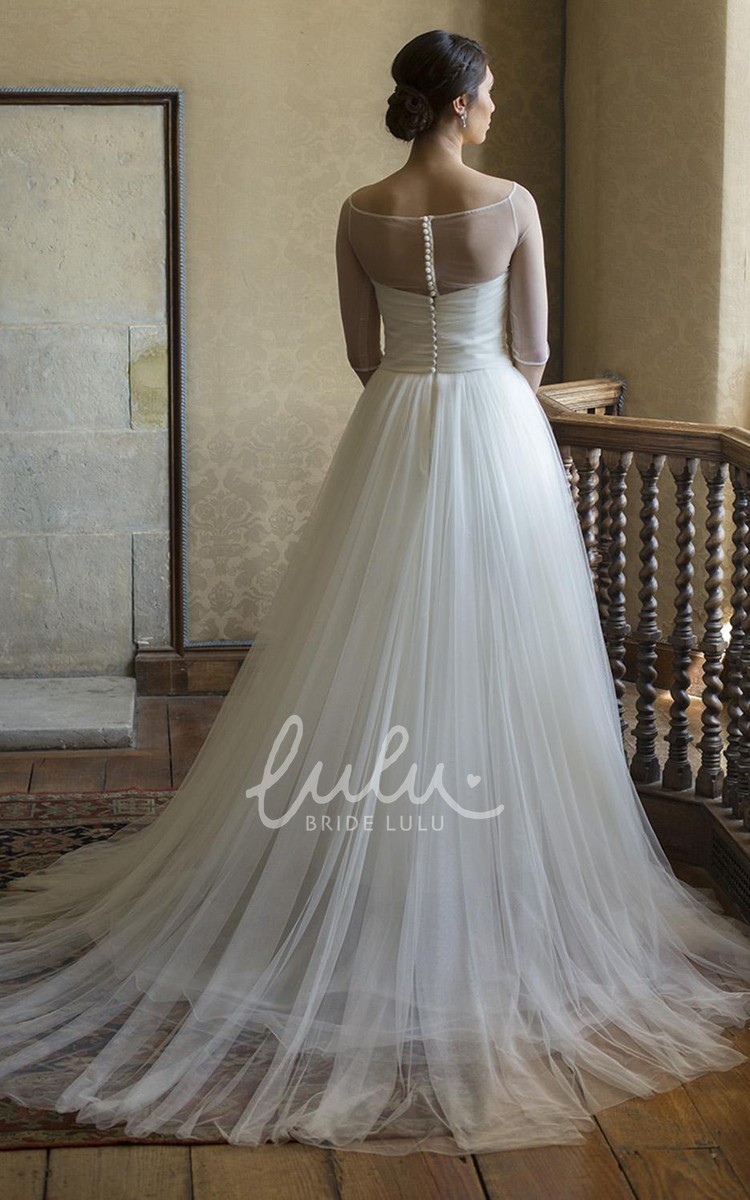 Illusion Bateau Neckline Wedding Dress