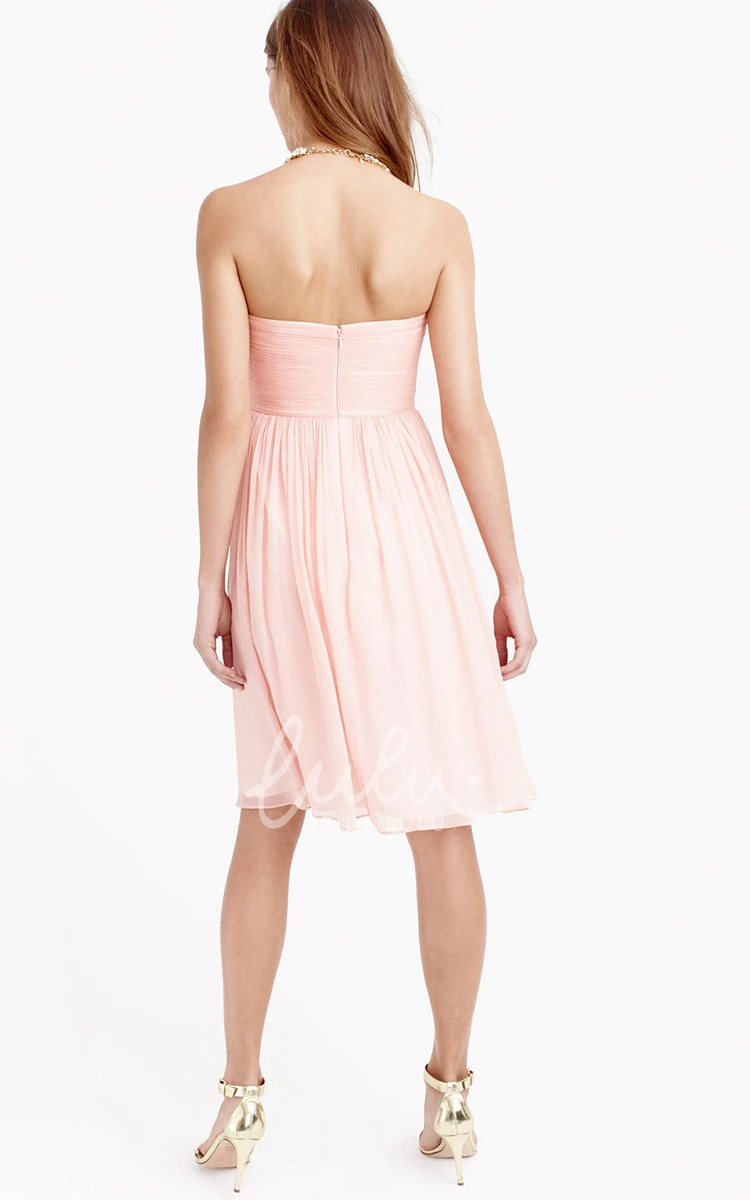 Sweetheart Sleeveless Chiffon Bridesmaid Dress with Ruched Detail Short Length