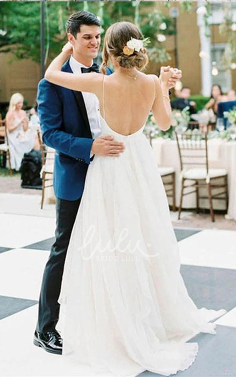 Casual Sleeveless V-neck Tulle and Satin Ball Gown Wedding Dress