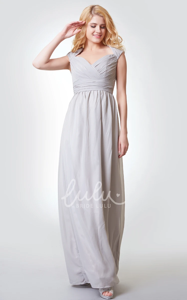 Criss-crossed Ruched A-line Chiffon Prom Dress with Key-hole Long & Elegant