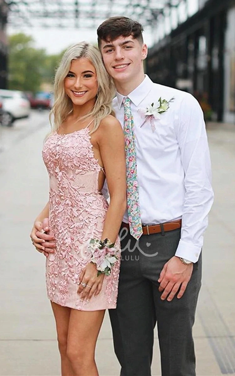 Bodycon Lace Pencil Homecoming Dress with Tied Back Casual Prom Dress