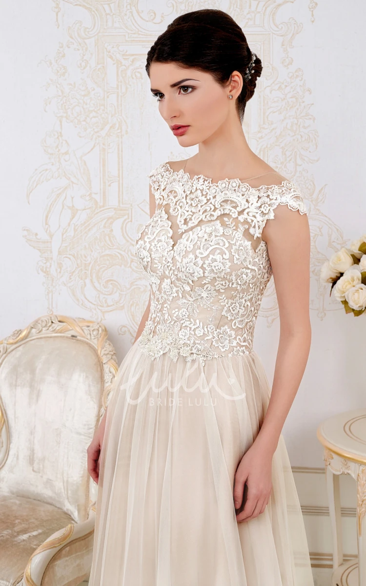 Chic Cap-Sleeve Lace Wedding Dress with Sheath Maxi Silhouette