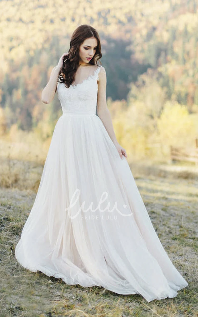 Lace Detailed Tulle Wedding Dress with Illusion Neck and Back + Elegant Bridal Gown